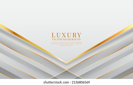 3D white luxury abstract background overlap layers on bright space with golden stripes effect decoration. Graphic design element future style concept for flyer, card, brochure cover, or landing page