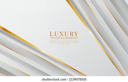 3D white luxury abstract background overlap layers on bright space with golden stripes effect decoration. Graphic design element future style concept for flyer, card, brochure cover, or landing page