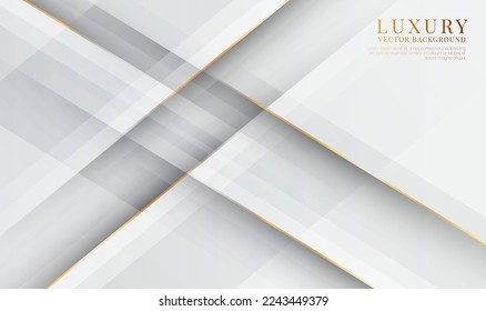 El fondo abstracto de lujo blanco 3D se solapa en capas sobre un espacio luminoso con la decoración de líneas doradas. El concepto de estilo está cortado. Elemento de diseño gráfico para banner, volante, tarjeta, portada de folleto o página de inicio