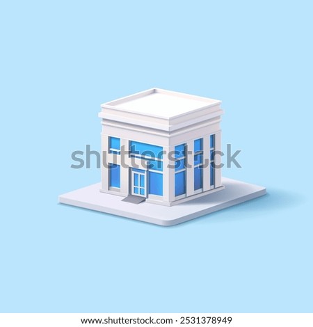 3D, white modern building of a business center, office, hotel, hospital. Realistic image for business concepts, real estate, services, and customer service. Vector