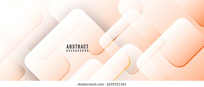 3D branco laranja abstrato fundo sobrepor camada no espaço brilhante com decoração efeito de recorte. Conceito de estilo de quadrados arredondados de elemento de design gráfico moderno para web, arte, folheto, cartão ou capa de brochura