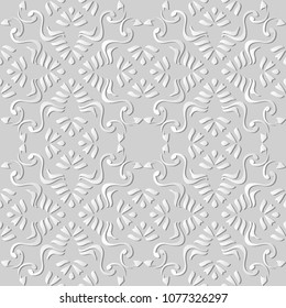 3D white paper art Aboriginal Spiral Curve Cross Frame Vine, Vector stylish decoration pattern background for web banner greeting card design