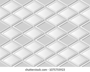 3D white paper art Check Cross Geometry Frame, Vector stylish decoration pattern background for web banner greeting card design