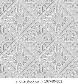3D white paper art Check Curve spiral Vortex Cross Frame Vine, Vector stylish decoration pattern background for web banner greeting card design