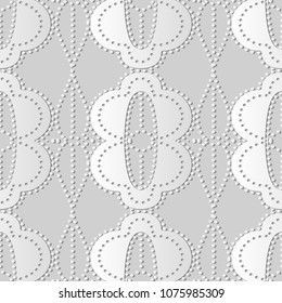 3D white paper art Curve Cross Round Oval Dot Line Frame, Vector stylish decoration pattern background for web banner greeting card design