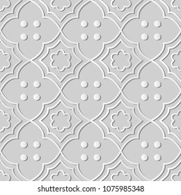 3D white paper art Curve Cross Frame Flower Line Dot, Vector stylish decoration pattern background for web banner greeting card design