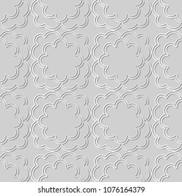 3D white paper art Curve Cross Frame Flower, Vector stylish decoration pattern background for web banner greeting card design