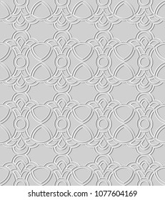 3D white paper art Curve Round Cross Crest Frame Chain, Vector stylish decoration pattern background for web banner greeting card design