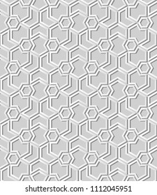 3D white paper art Islamic geometry cross pattern seamless background, Vector stylish decoration pattern background for web banner greeting card design