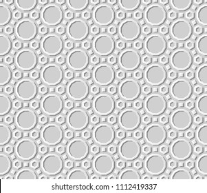 3D white paper art Islamic geometry cross pattern seamless background, Vector stylish decoration pattern background for web banner greeting card design