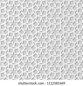 3D white paper art Islamic geometry cross pattern seamless background, Vector stylish decoration pattern background for web banner greeting card design