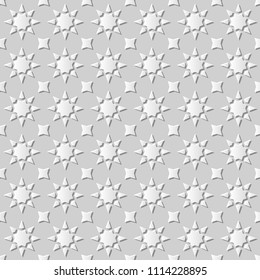 3D white paper art Islamic geometry cross pattern seamless background, Vector stylish decoration pattern background for web banner greeting card design