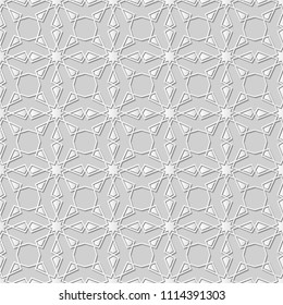 3D white paper art Islamic geometry cross pattern seamless background, Vector stylish decoration pattern background for web banner greeting card design