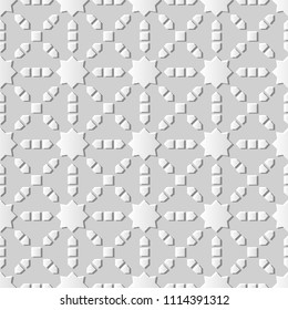 3D white paper art Islamic geometry cross pattern seamless background, Vector stylish decoration pattern background for web banner greeting card design
