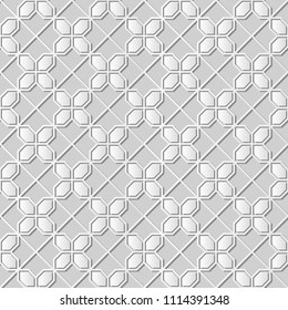 3D white paper art Islamic geometry cross pattern seamless background, Vector stylish decoration pattern background for web banner greeting card design