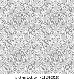 3D white paper art Islamic geometry cross pattern seamless background, Vector stylish decoration pattern background for web banner greeting card design