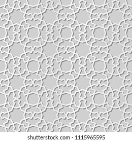 3D white paper art Islamic geometry cross pattern seamless background, Vector stylish decoration pattern background for web banner greeting card design