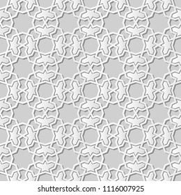 3D white paper art Islamic geometry cross pattern seamless background, Vector stylish decoration pattern background for web banner greeting card design