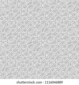 3D white paper art Islamic geometry cross pattern seamless background, Vector stylish decoration pattern background for web banner greeting card design