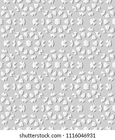 3D white paper art Islamic geometry cross pattern seamless background, Vector stylish decoration pattern background for web banner greeting card design