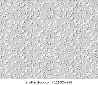 3D white paper art Islamic geometry cross pattern seamless background, Vector stylish decoration pattern background for web banner greeting card design