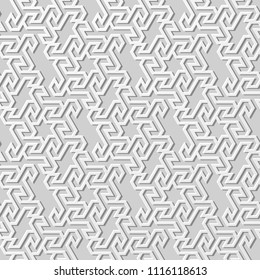 3D white paper art Islamic geometry cross pattern seamless background, Vector stylish decoration pattern background for web banner greeting card design