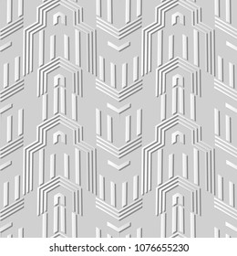 3D white paper art Polygon Geometry Arrow Cross Frame, Vector stylish decoration pattern background for web banner greeting card design