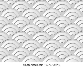 3D white paper art Round Curve Cross Scale, Vector stylish decoration pattern background for web banner greeting card design