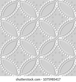 3D white paper art Round Curve Cross Dot Flower, Vector stylish decoration pattern background for web banner greeting card design
