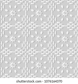 3D white paper art Round Cross Frame Line Flower, Vector stylish decoration pattern background for web banner greeting card design