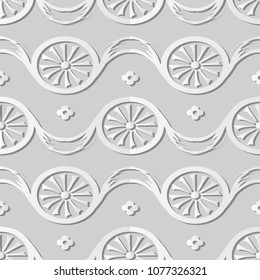 3D white paper art Round Curve Cross Flower Ribbon, Vector stylish decoration pattern background for web banner greeting card design