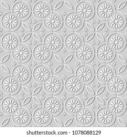 3D white paper art Round Curve Cross Frame Line Flower, Vector stylish decoration pattern background for web banner greeting card design