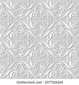 3D white paper art Spiral Cross Frame Crest, Vector stylish decoration pattern background for web banner greeting card design