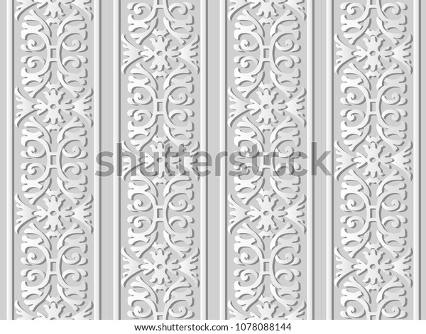 3D white paper art Spiral Curve Cross Garden Frame Flower Chain, Vector stylish decoration pattern background for web banner greeting card design