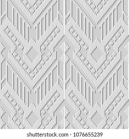 3D white paper art Stitch Cross Check Triangle Frame Line, Vector stylish decoration pattern background for web banner greeting card design