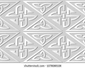 3D white paper art Triangle Check Cross Frame Chain, Vector stylish decoration pattern background for web banner greeting card design