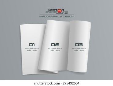 3D White Paper Infographics Design, Vector Illustration