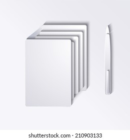 3d white paper notebook and pen