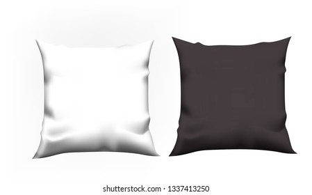 3d white pillow realistic illustration isolated vector. template to insert print advertising design
