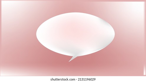 3d white pink speech baloon cartoon in gradient pink background