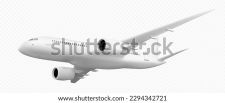 3d white plane flight isolated vector travel icon png. Realistic render of jet on transparent background. Airline commercial mockup for international fly on holiday. Charter aircraft blank template
