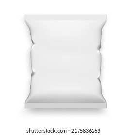 3D White Plastic Bag Snack Packaging Isolated On White. EPS10 Vector