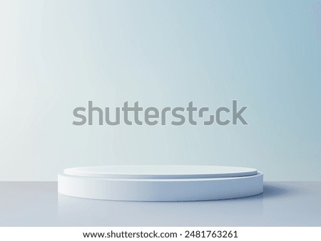 3D White Podium Against Blue Sky Background for Nature Concept Product Display, Mockup, Showroom, Showcase
