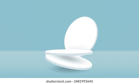 3d white podium design for product display presentation. white pedestal vector design