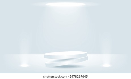 3d white podium with light. suitable for  product display presentation