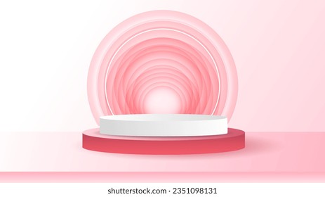 3D-Whitepaper auf rosafarbenem Hintergrund , Abstrakte Vektorgrafik 3d, Produktdarstellung, Schaubühne, Vektorgrafik EPS10