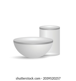 3d white podium pedestal design vector isolated on white background