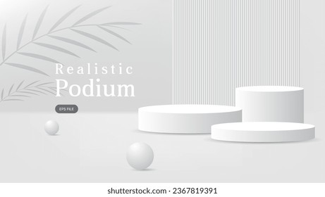 3d white podium for product display presentation. vector illustration