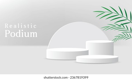3d white podium for product display presentation. vector illustration