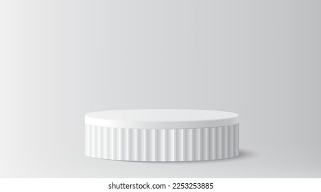 3d white podium product mock up background for presentation with white background, vetor illustration